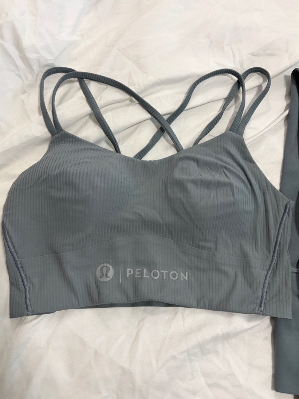 Peloton Lululemon Women's Like a Cloud Bra and Align Leggings Set in Steel Blue - Picture 2 of 5